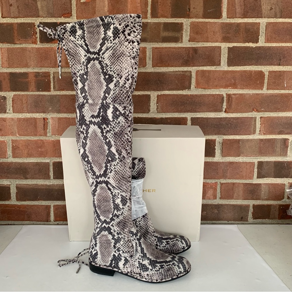 Marc Fisher Humor 2 Over-the-Knee Boots grey Snake Print Women’s US 5 M NEW